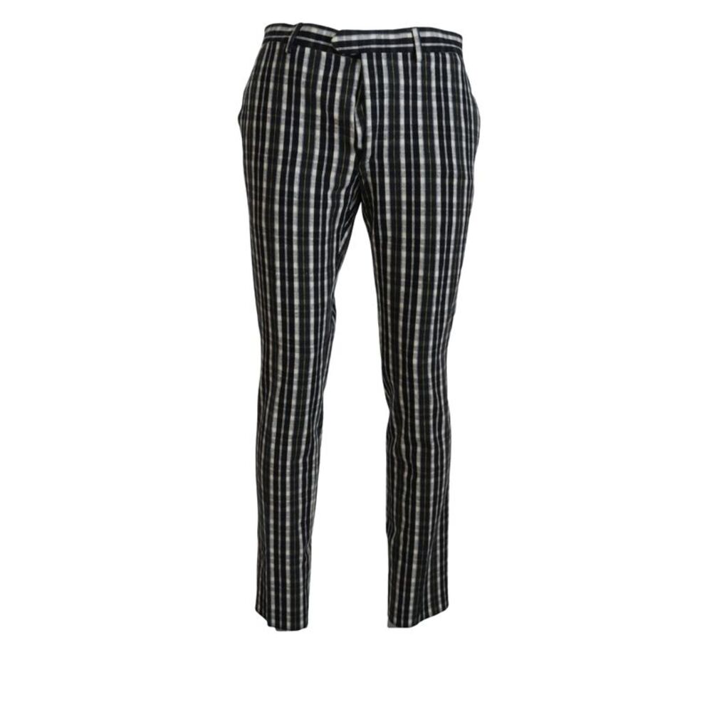 BENCIVENGA Black Checkered Cotton Casual Men's Pants